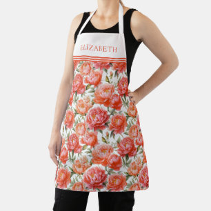 Roze Oranje pioenrozen bloemenpatroon Gepersonal Schort