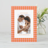 Roze Oranje Plaid Mooie Leuke Verticale Foto  Feestdagenkaart (Staand voorkant)