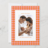 Roze Oranje Plaid Mooie Pret Verticale Foto  Feestdagenkaart (Voorkant)