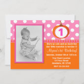 Roze Oranje pomkin Birthday Uitnodiging (Voorkant)