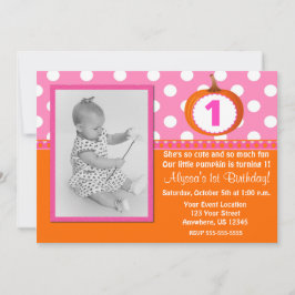 Roze Oranje pomkin Birthday Uitnodiging