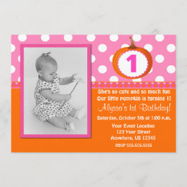 Roze Oranje pomkin Birthday Uitnodiging
