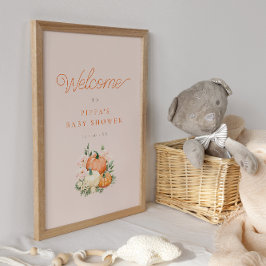 Roze & Oranje pompoenen Baby shower Welkom Poster