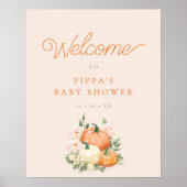 Roze & Oranje pompoenen Baby shower Welkom Poster (Voorkant)