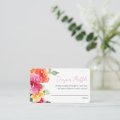 Roze oranje pony baby shower diaperten informatiekaartje (Staand voorkant)