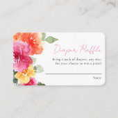 Roze oranje pony baby shower diaperten informatiekaartje (Voorkant)