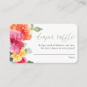 Roze oranje pony baby shower diaperten informatiekaartje (Voorkant)