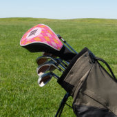 Roze Oranje preppy argyle aangepaste monogram dame Golfheadcover (Insitu)