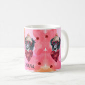 Roze Oranje rand Collie Valentijnsdag Gift Dog Koffiemok (Voorkant rechts)