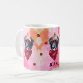 Roze Oranje rand Collie Valentijnsdag Gift Dog Koffiemok (Voorkant links)