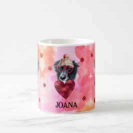 Roze Oranje rand Collie Valentijnsdag Gift Dog Koffiemok