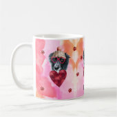 Roze Oranje rand Collie Valentijnsdag Gift Dog Koffiemok (Links)
