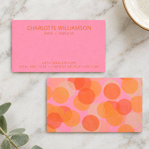 Roze Oranje Retro Cirkel Haar Make-up Branding Visitekaartje