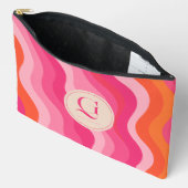 Roze Oranje Retro Golf Persoonlijk Monogram Etui (Open)