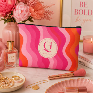 Roze Oranje Retro Golf Persoonlijk Monogram Etui