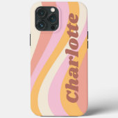 Roze Oranje Retro Golf Persoonlijke Naam Case-Mate iPhone Case (Achterkant)
