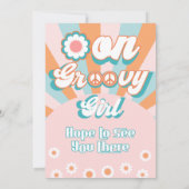 Roze Oranje retro One Groovy Girl 1ste verjaardag Kaart (Achterkant)