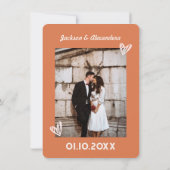 Roze Oranje Retro Trouw Dankkaart Vintage Kaart (Achterkant)