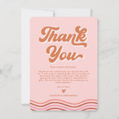 Roze Oranje Retro Trouw Dankkaart Vintage Kaart (Voorkant)