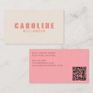 Roze Oranje Retro Vet Typografie Modern Vrouwelijk Visitekaartje