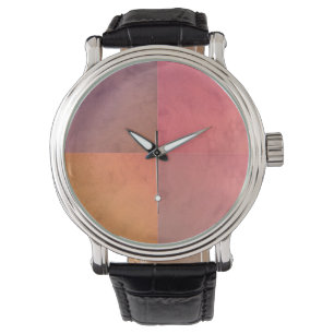 Roze Oranje Rode Pastel Waterverf Patroon Horloge