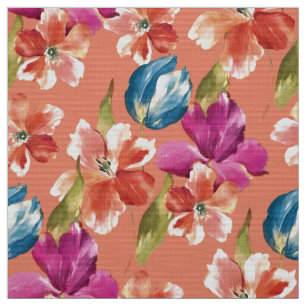 Roze Oranje rode tulpen petunia Spring Flowers Stof