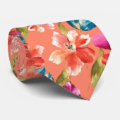 Roze Oranje rode tulpen petunia Spring Flowers Stropdas (Opgerold)