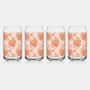 roze oranje roos bloemmotief bruiloft lente blikvorm glas
