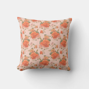 roze oranje roos bloemmotief bruiloft lente kussen