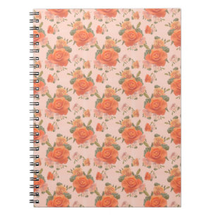 roze oranje roos bloemmotief bruiloft lente notitieboek