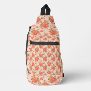 roze oranje roos bloemmotief bruiloft lente sling bag