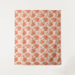 roze oranje roos bloemmotief trouw lente wandkleed
