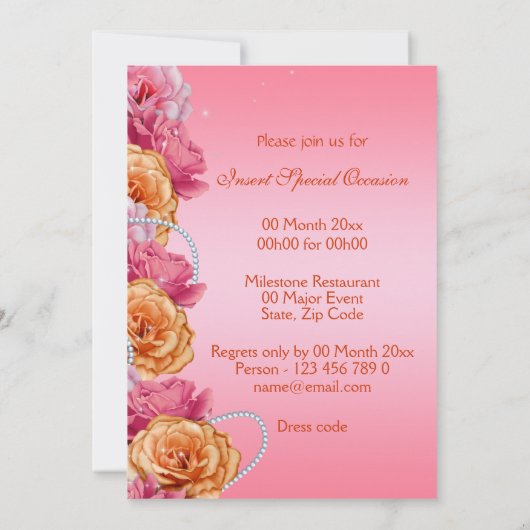 roze oranje roos verjaardag verloving bruiloft kaart (Achterkant)