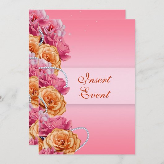 roze oranje roos verjaardag verloving bruiloft kaart (Voorkant / Achterkant)