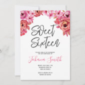 Roze Oranje Rozen Sweet Sixteen Birthday Kaart (Voorkant)