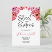 Roze Oranje Rozen Sweet Sixteen Birthday Kaart (Staand voorkant)