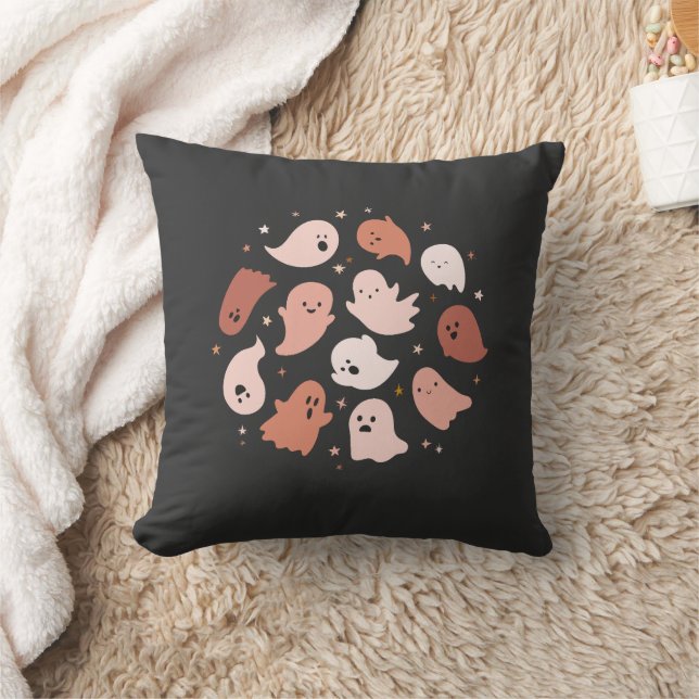 Roze Oranje Schattig Spook Halloween Kussen (Deken)