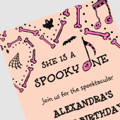 Roze Oranje schedel Spooky Halloween 1e verjaardag Kaart