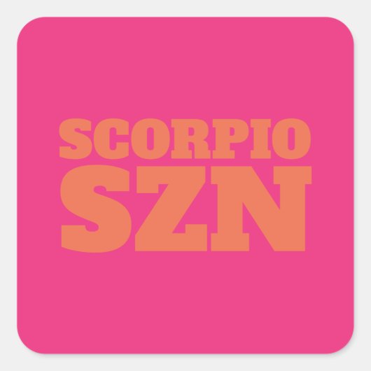 Roze Oranje Scorpio SZN Cool Vierkante Sticker (Voorkant)