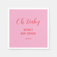 Roze Oranje Script Oh Baby Girl Baby shower