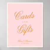 Roze Oranje Script Trouwkaarten en Cadeaus Bord Poster (Voorkant)