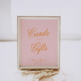 Roze Oranje Script Trouwkaarten en Cadeaus Bord Poster