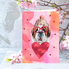 Roze Oranje Sint Bernard Valentijnsdag Cadeau Hond Kaart