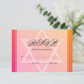 Roze Oranje ster van David Bat Mitzvah RSVP (Staand voorkant)
