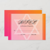 Roze Oranje ster van David Bat Mitzvah RSVP (Voorkant / Achterkant)
