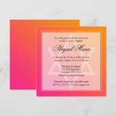 Roze Oranje ster van David Bat Mitzvah Square Kaart (Voorkant / Achterkant)