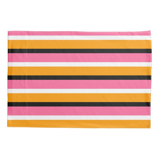 Roze Oranje strepen Horizontale lijnen Kussensloop (Achterkant)