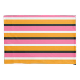 Roze Oranje strepen Horizontale lijnen Kussensloop