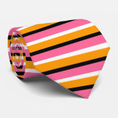 Roze Oranje strepen Horizontale lijnen Stropdas (Opgerold)