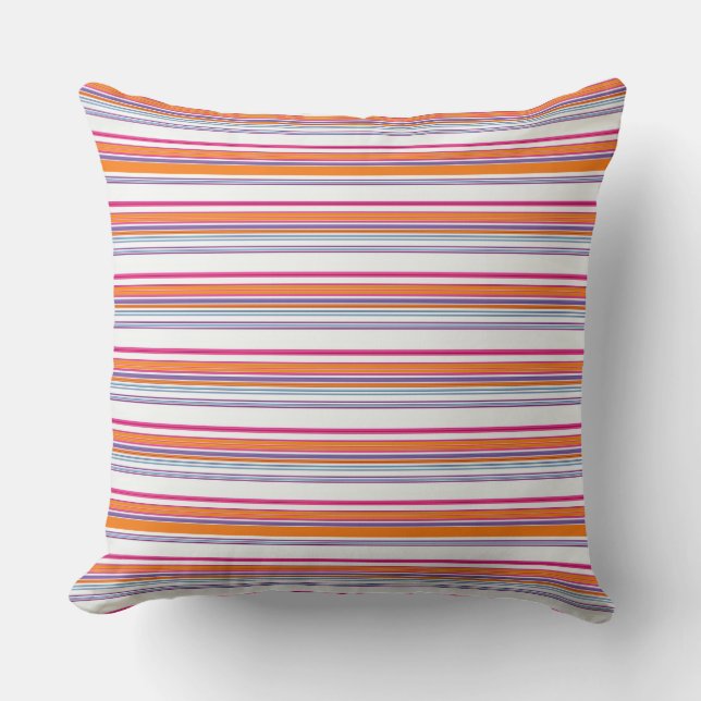 Roze oranje strepen kussen (Voorkant)